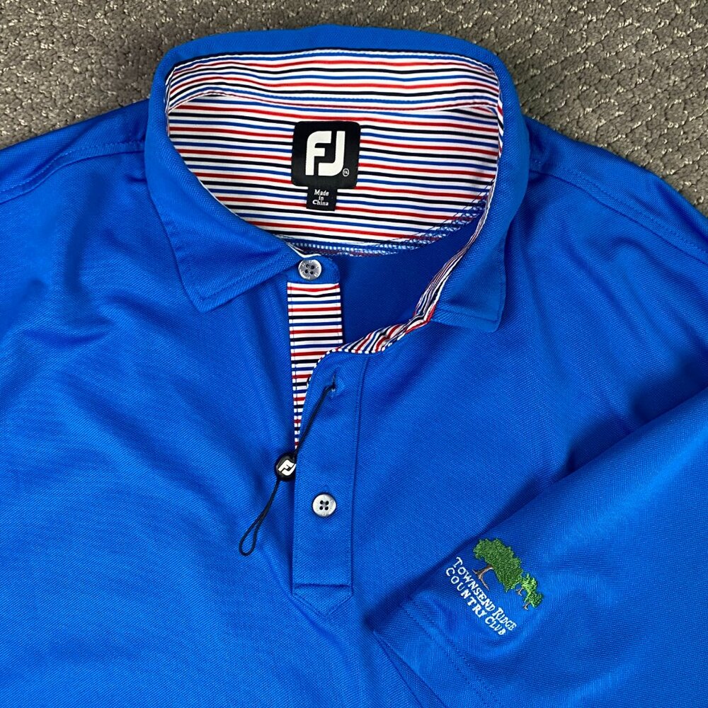 NWOT FootJoy Polo Shirt Mens XL Blue Golf Performance Wear Townsend Ridge CC